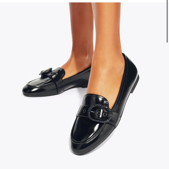 Kurt Geiger Mayfair leather black loafer rhinestone buckle eagle shoe size 36 6 - Picture 1 of 8